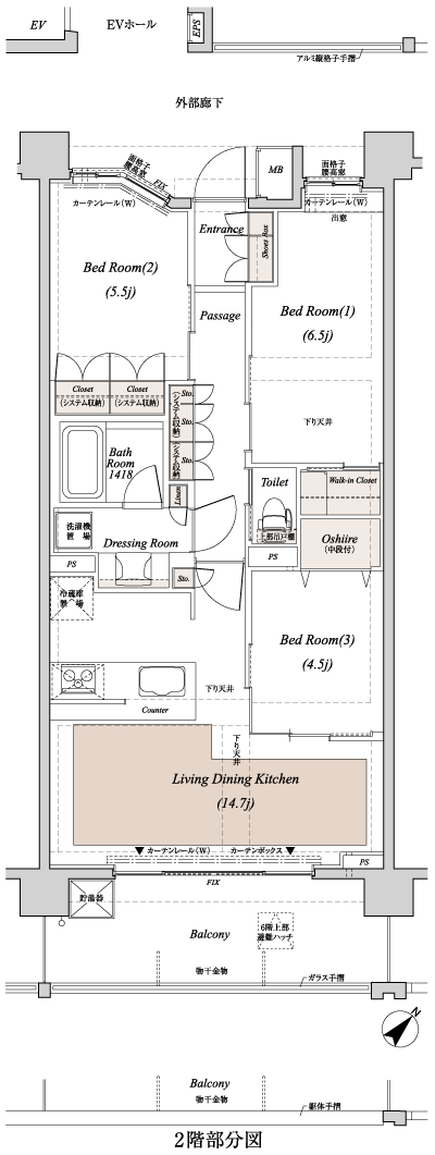 Floor: 3LDK + WIC, the occupied area: 71.33 sq m