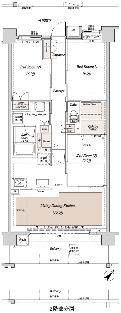 Floor: 3LDK + WIC, the occupied area: 77.05 sq m
