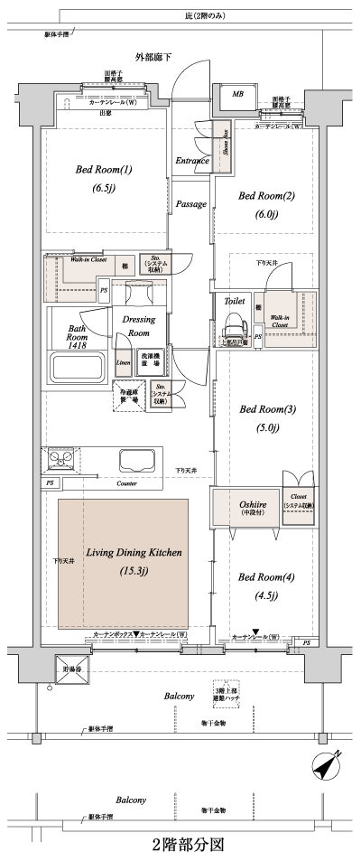 Floor: 4LDK + 2WIC, occupied area: 83.04 sq m