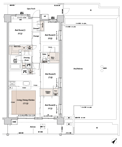 Floor: 4LDK + 2WIC, occupied area: 83.04 sq m
