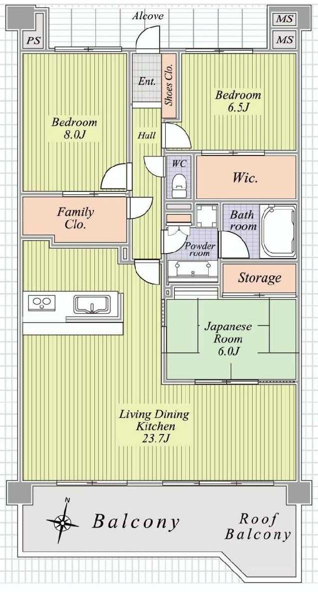 Floor plan. 3LDK, Price 22,980,000 yen, Footprint 100 sq m , Balcony area 9.83 sq m