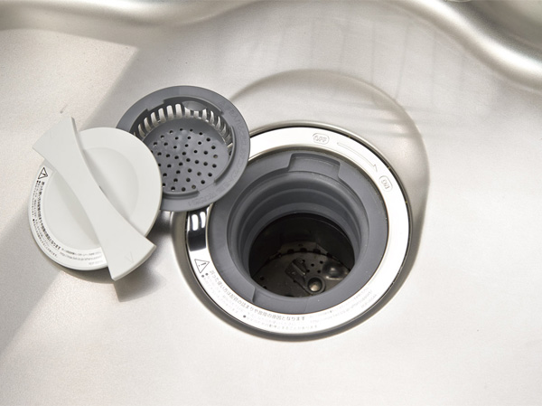 Kitchen.  [disposer] Crushing the garbage out of the kitchen drain port, discharged into the sewer and purification in the processing tank with water. Also, Use the antibacterial resin into the slot and lid switch. Caliber is also greater care easy specification. Eliminates the need of garbage disposal, etc., the kitchen will be maintained at all times in a sanitary manner.  ※ There is also a raw garbage and can not be used detergent can not be part of the process. (Same specifications)