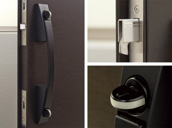 Security.  [Entrance door] Entrance door adopts double lock provided with a keyhole in two places. And dead bolt becomes sickle, In order to prevent the modus operandi to break open from the gap between the door and put a like metal, It shows the high security performance. Also, Adopt a thumb turn not turning and not hold down the button. It will block the modus operandi to turn the thumb-turn put the metal from the gap of the door scope. (Same specifications)