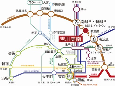 Access view ※ In the time required at the time of mid-train a fraction of the display the day normal, Slightly different by the time zone. transfer ・ Waiting time is not included. () Is the time required at the time of commuting (examined May 2013)