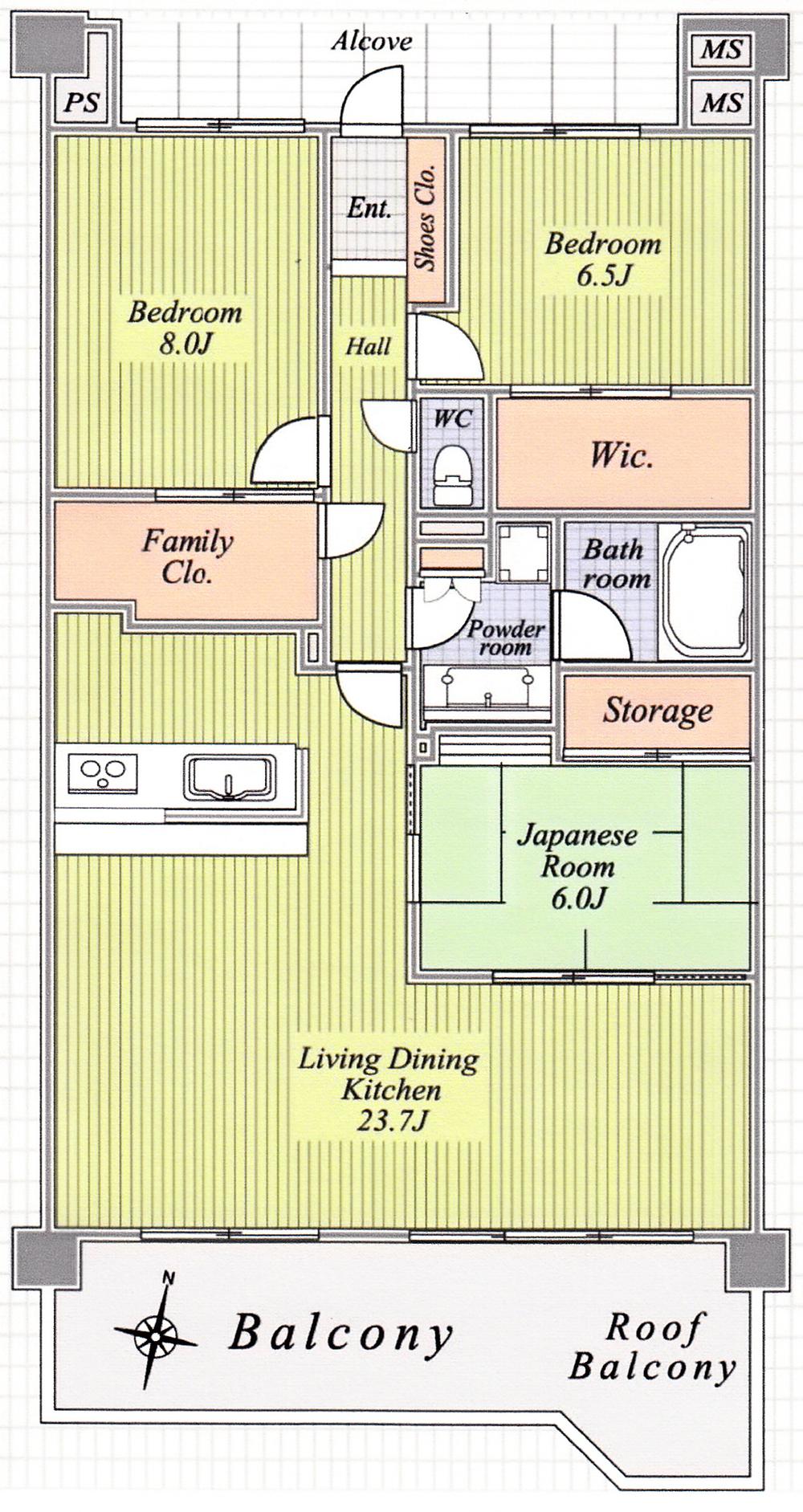 Floor plan. 3LDK, Price 22,980,000 yen, Footprint 100 sq m , Balcony area 9.83 sq m
