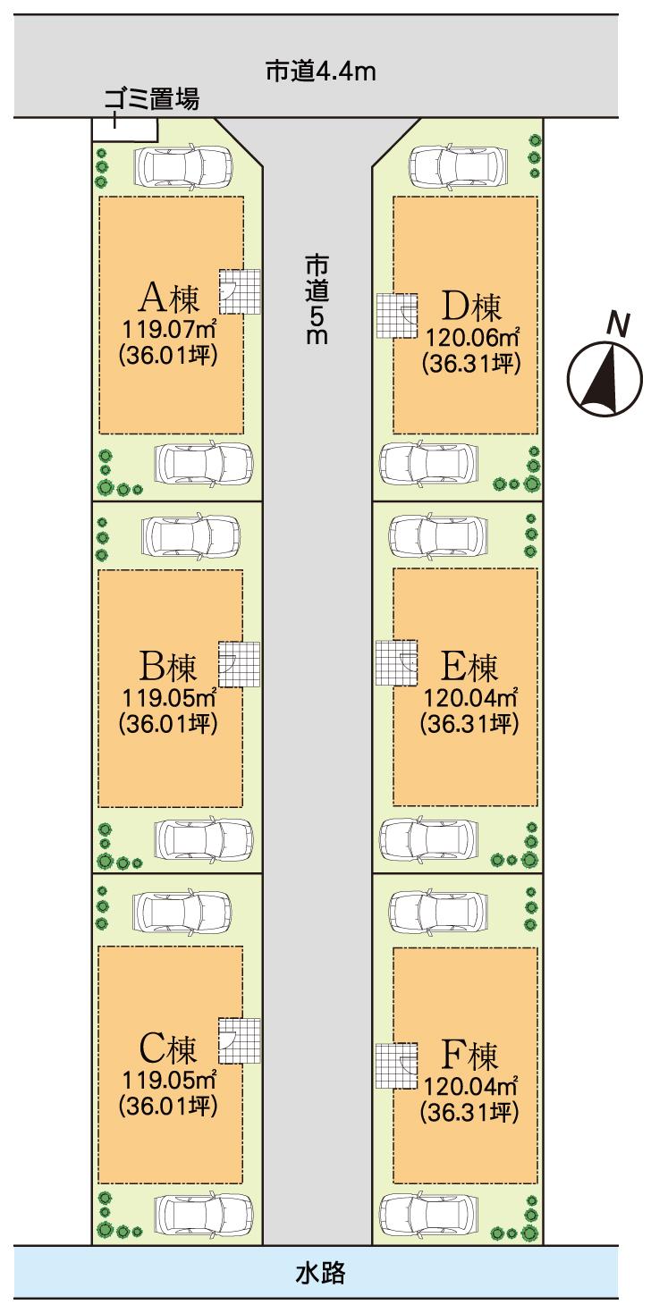 The entire compartment Figure. Phase 1 sale A ・ B ・ C Building Phase 2 sale D ・ E ・ F Building