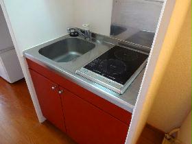 Kitchen. Electric stove of peace of mind. Easy to clean because the surface is flat.