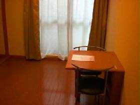 Living and room. Room that is attached to the curtain on the table.