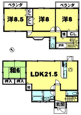 Floor plan. 21,200,000 yen, 4LDK, Land area 203.16 sq m , Building area 119.88 sq m