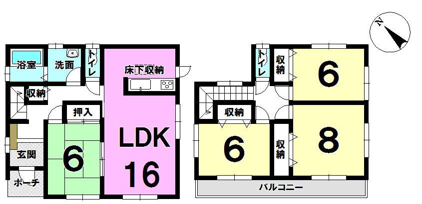 Floor plan. 21,800,000 yen, 4LDK, Land area 160.06 sq m , Building area 104.33 sq m