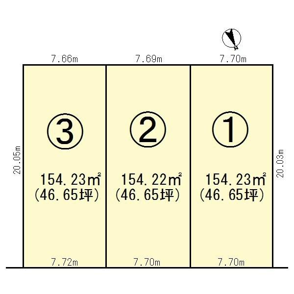 Compartment figure. Land price 16.8 million yen, Land area 154.23 sq m
