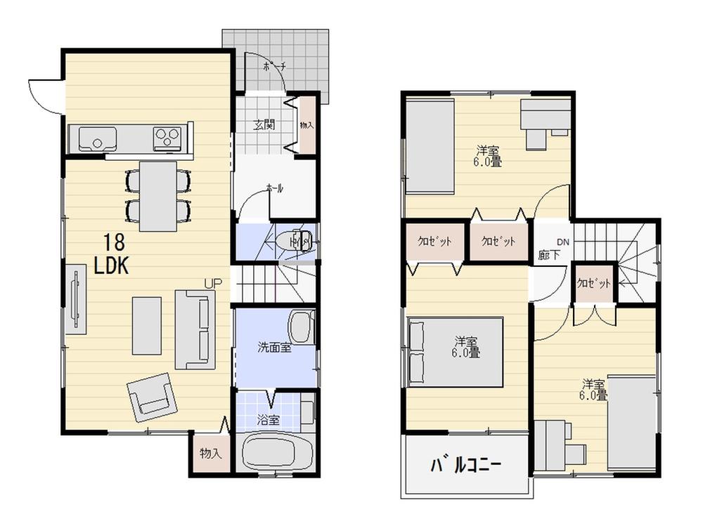 Building plan example (floor plan). Building plan example ( No. 4 locations) Building Price      10,760,000 yen, Building area  82.80  sq m