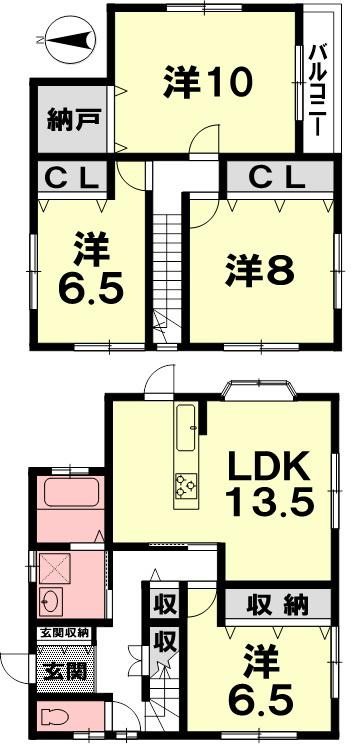 Floor plan. 26,800,000 yen, 4LDK+S, Land area 152 sq m , Building area 109.3 sq m