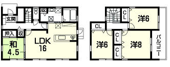 Floor plan. 25,300,000 yen, 4LDK, Land area 142.15 sq m , Building area 101.85 sq m