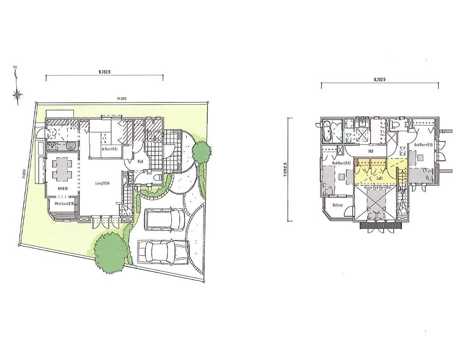 Rendering (introspection). About 50 square meters of spacious 3LDK. With loft.