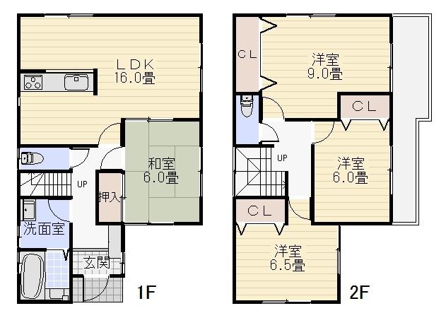Floor plan. 16.8 million yen, 4LDK, Land area 163.54 sq m , Building area 104.33 sq m