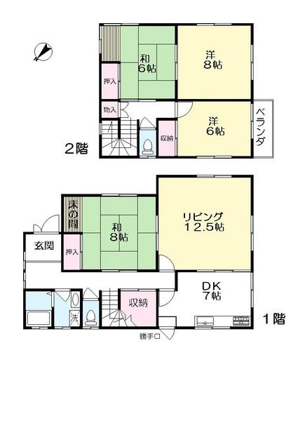 Floor plan. 22,800,000 yen, 4LDK+S, Land area 179.9 sq m , Building area 119.96 sq m