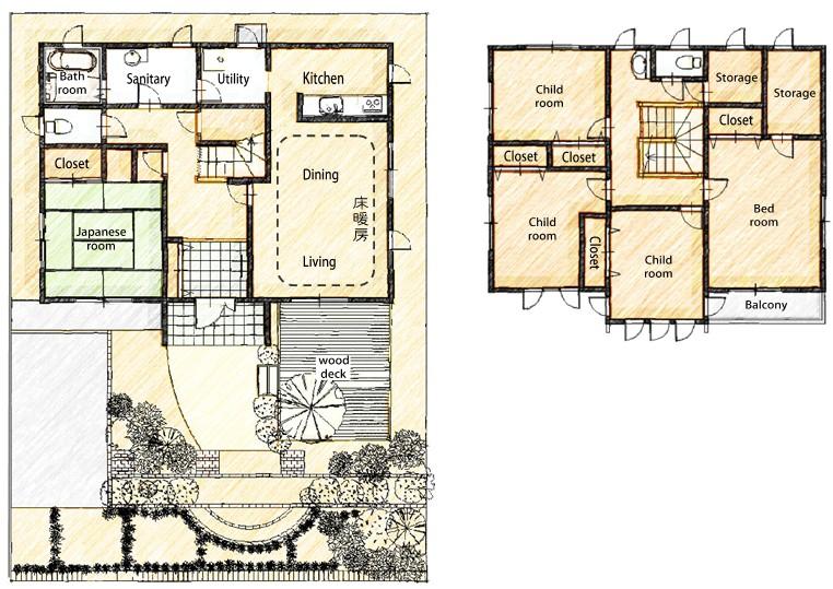 Floor plan. 16.8 million yen, 5LDK + S (storeroom), Land area 223.4 sq m , Building area 163.61 sq m 5SLDK In all room 6 quires more, It has become a spacious floor plan! 