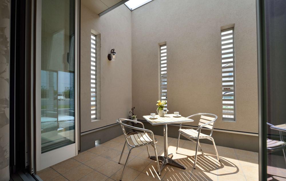 Building plan example (introspection photo). Neo Resort model house, Courtyard terrace