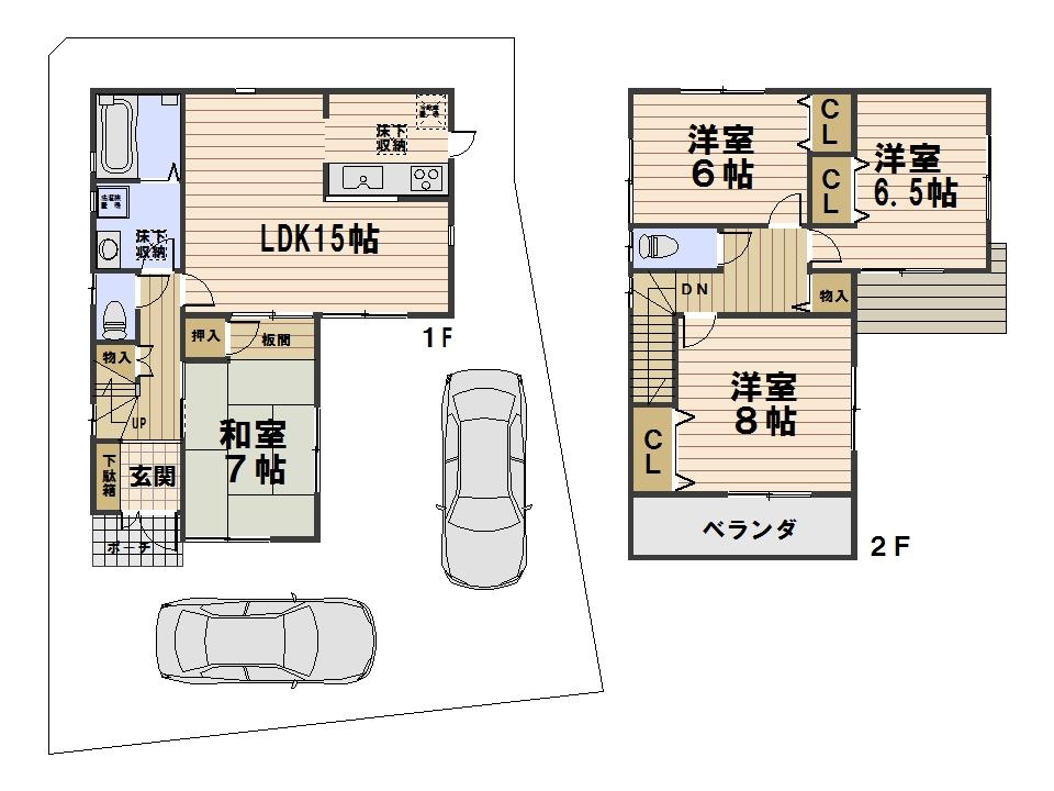 Floor plan. 23,300,000 yen, 4LDK, Land area 142.54 sq m , Building area 98.01 sq m