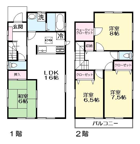 Floor plan. 22,800,000 yen, 4LDK+S, Land area 127.62 sq m , Building area 105.98 sq m
