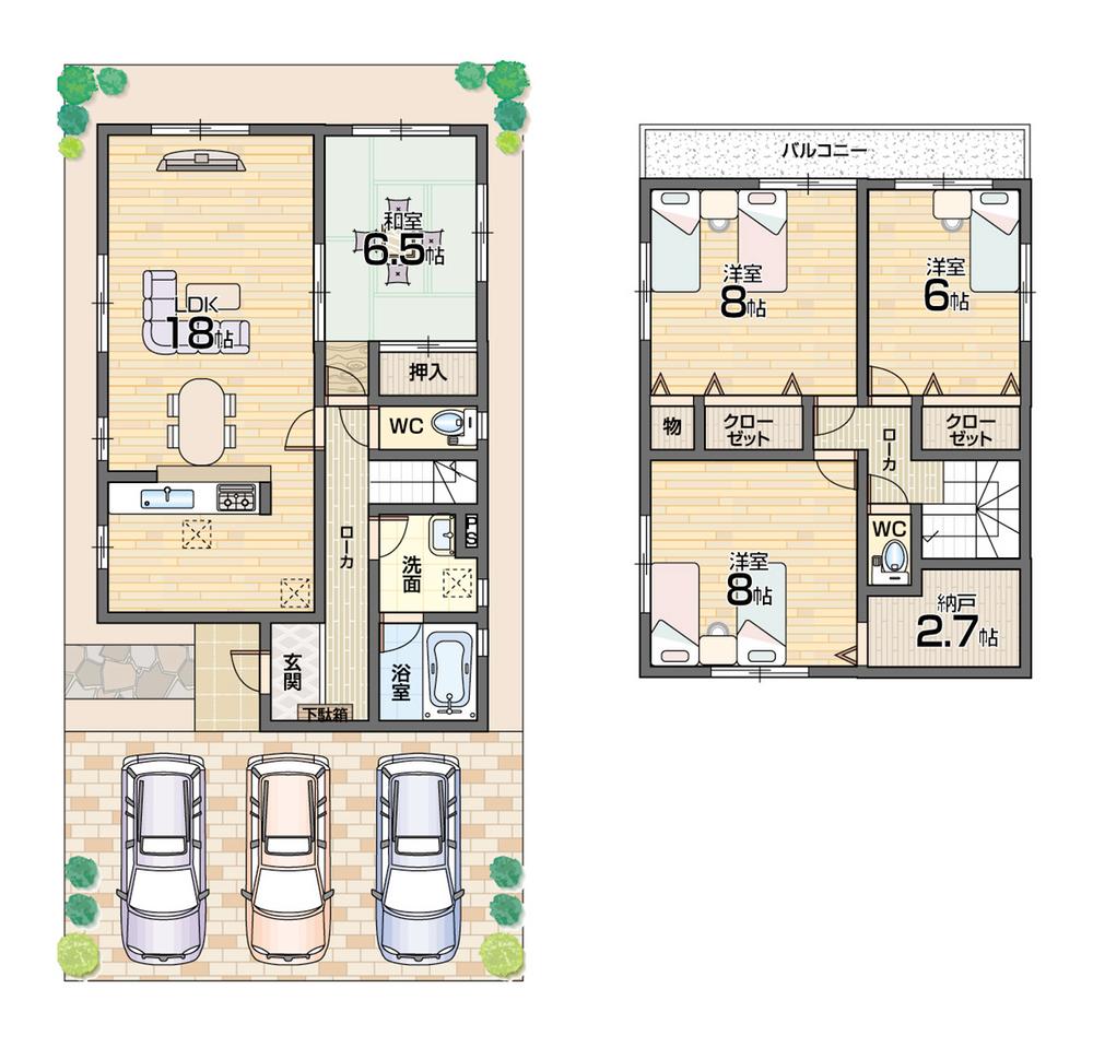 Floor plan. (5-2 No. land), Price 17,900,000 yen, 4LDK+S, Land area 185.2 sq m , Building area 107.73 sq m