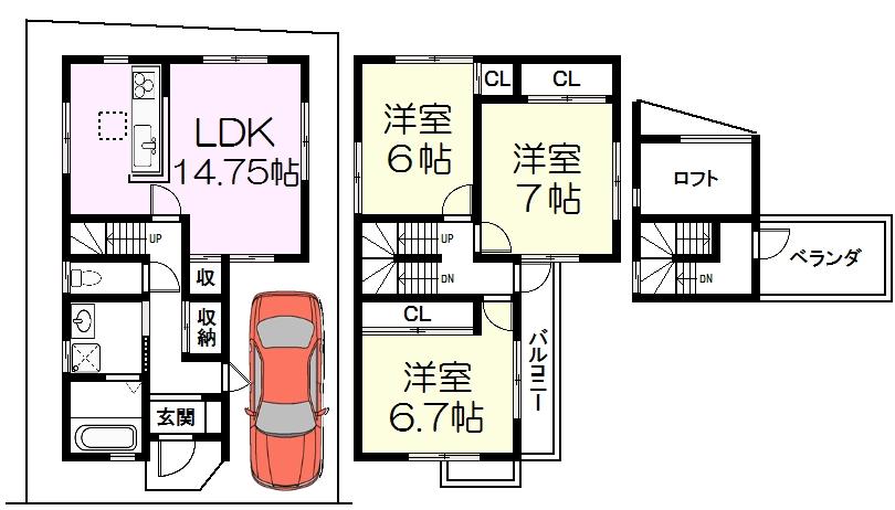 Floor plan. 22,800,000 yen, 3LDK, Land area 76.23 sq m , Building area 89.09 sq m