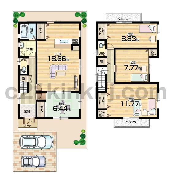 Floor plan. 22,800,000 yen, 4LDK, Land area 125.33 sq m , Building area 120.33 sq m living spacious 18 Pledge Breadth of each room room