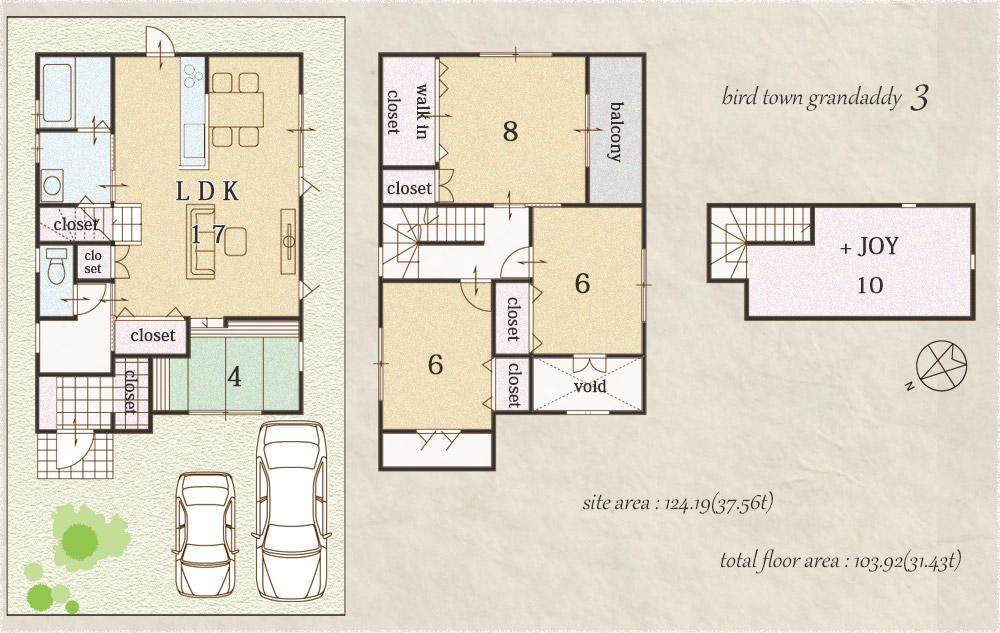 Floor plan. 28,097,000 yen, 3LDK, Land area 124.19 sq m , Building area 103.92 sq m 3 No. land Floor Plan (reference plan)