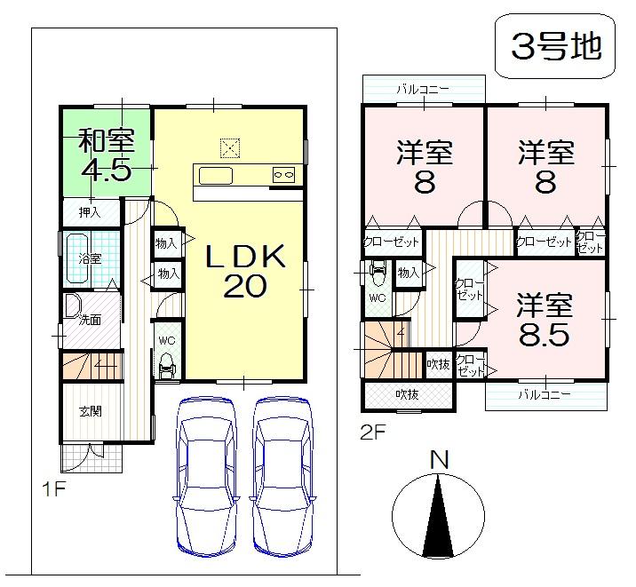 Floor plan. 21.1 million yen, 4LDK, Land area 149.54 sq m , Building area 120.69 sq m
