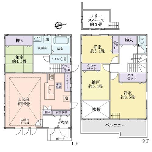 Floor plan. 31 million yen, 3LDK + S (storeroom), Land area 128.6 sq m , Building area 110.13 sq m