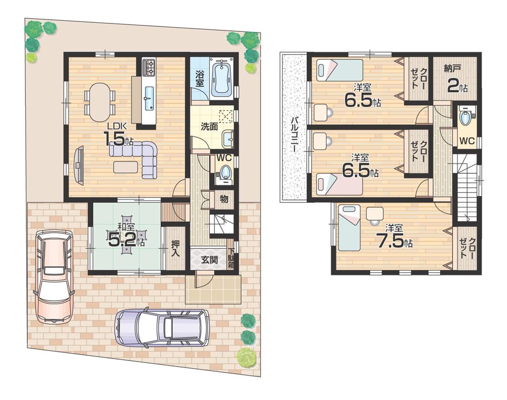 Floor plan. 23.8 million yen, 4LDK + S (storeroom), Land area 132.22 sq m , Building area 96.79 sq m 4LDK