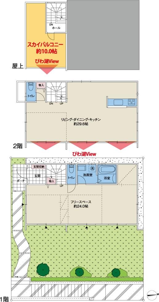 Floor plan. (Lake Biwa Rose Town Lib-Casa18 No. land), Price 24,900,000 yen, 1LDK, Land area 155.31 sq m , Building area 113.99 sq m