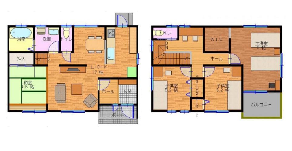 Building plan example (floor plan). Building plan example building price 15.2 million yen, Building area 102.68 sq m  Technostructure method Seismic, etc. 3
