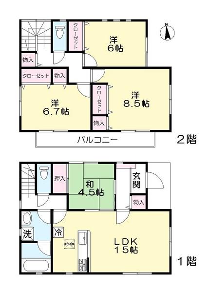 Floor plan. 19,800,000 yen, 4LDK, Land area 147.02 sq m , Building area 99.63 sq m