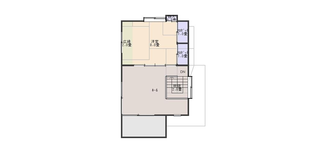Floor plan. 18 million yen, 2LDK, Land area 357 sq m , Building area 47.48 sq m terrace is the east (Lake Biwa side). 