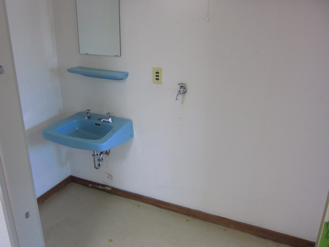 Washroom. Washing machine put in a room!