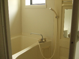 Bath. Bright bathroom of with window.