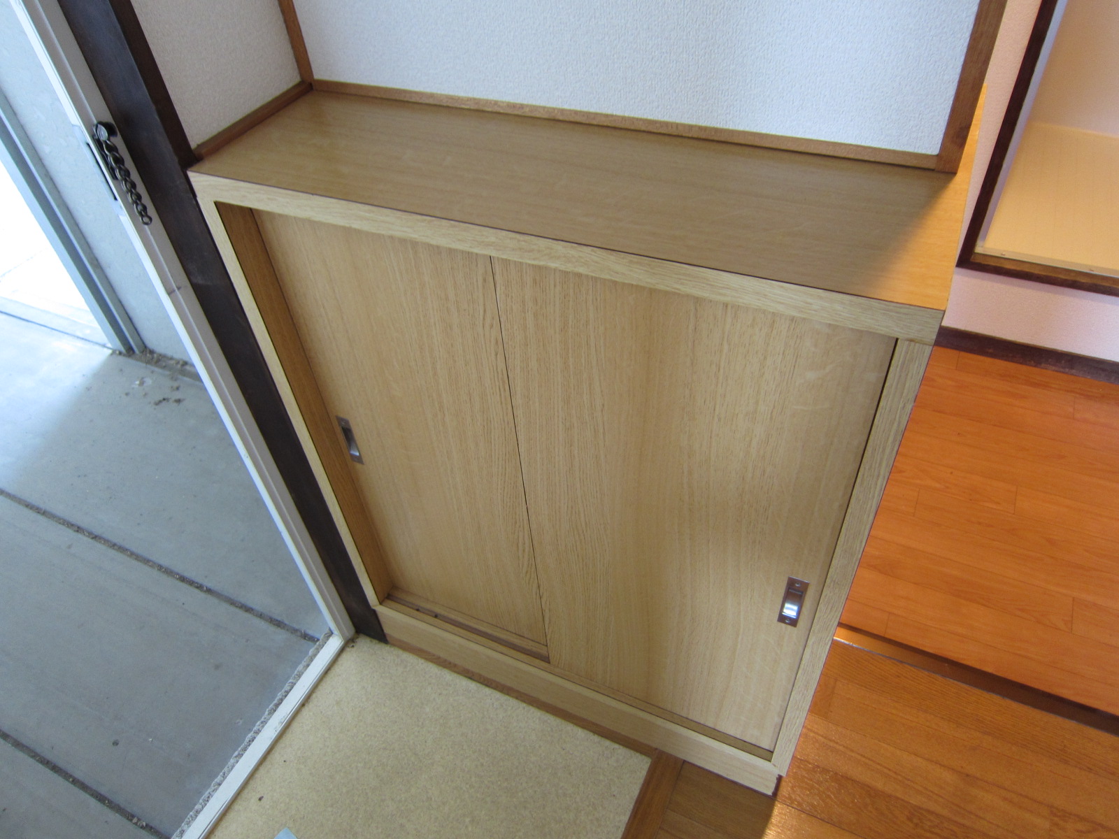 Entrance. Washing machine in the room