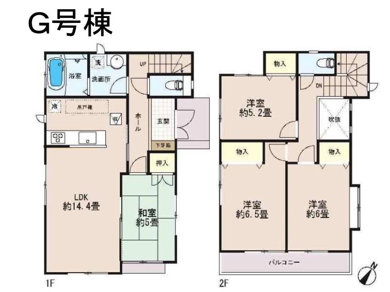 Floor plan. (G Building), Price 34,900,000 yen, 4LDK, Land area 93.09 sq m , Building area 91.7 sq m