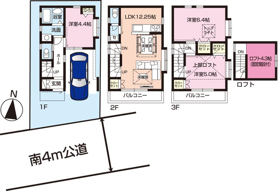 Floor plan. (B Building), Price 33,800,000 yen, 3LDK+S, Land area 41.82 sq m , Building area 77.87 sq m