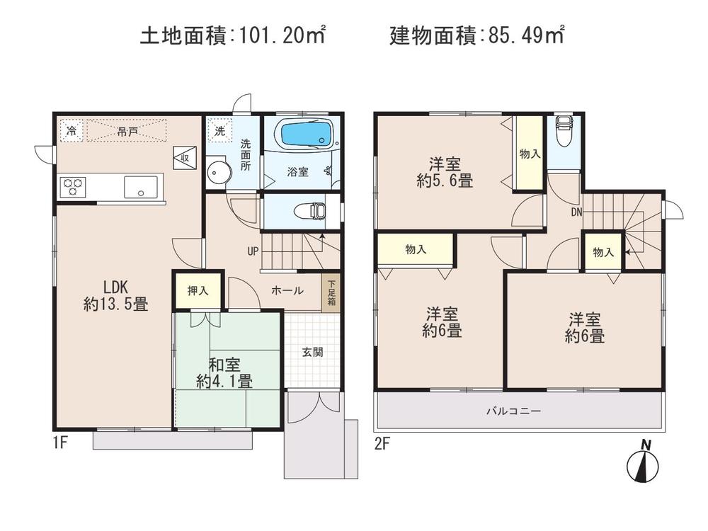 Floor plan. (G Building), Price 27,800,000 yen, 4LDK, Land area 101.2 sq m , Building area 85.49 sq m