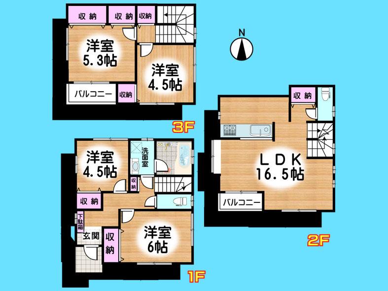Floor plan. 35,800,000 yen, 4LDK, Land area 87.51 sq m , Building area 94.8 sq m  , Yes Car space ◆  Weekdays, It is possible your visit. Contact us, Free dial  [ 0120-40-4771 ]  Until. Nearby properties also will introduce Adachi. First, Please contact us