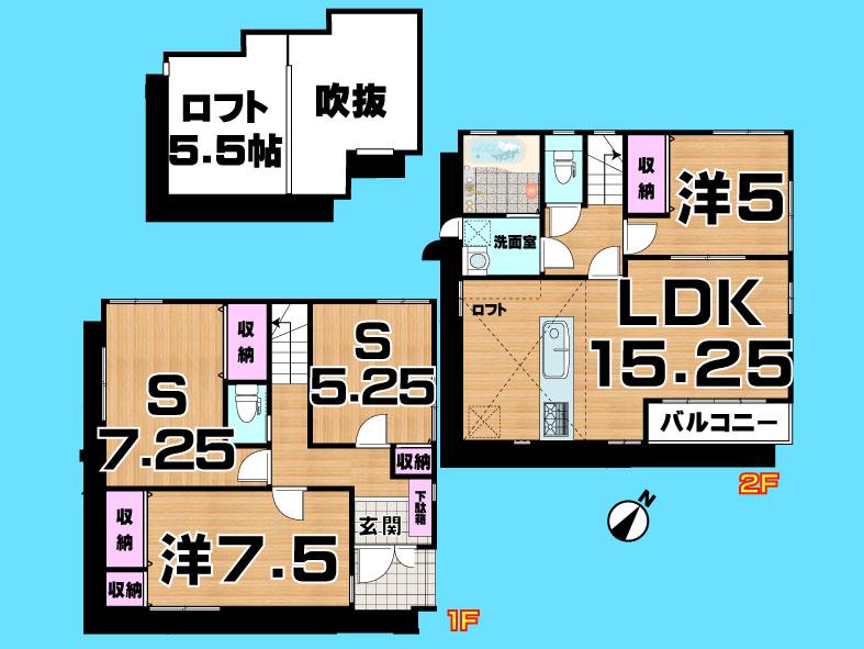 Floor plan. 27 million yen, 4LDK, Land area 59.78 sq m , Building area 93.48 sq m  , Yes Car space ◆  Weekdays, It is possible your visit. Contact us, Free dial  [ 0120-40-4771 ]  Until. Nearby properties also will introduce Adachi. First, Please contact us