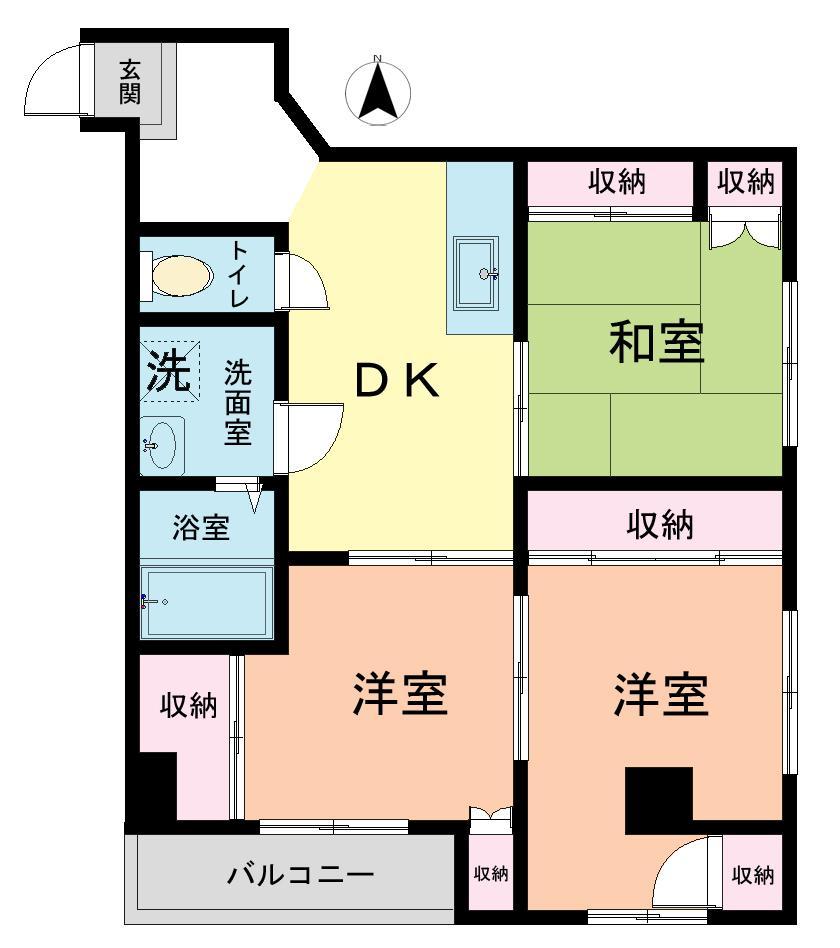 Floor plan. 3DK, Price 11.2 million yen, Occupied area 47.27 sq m , Balcony area 2.5 sq m