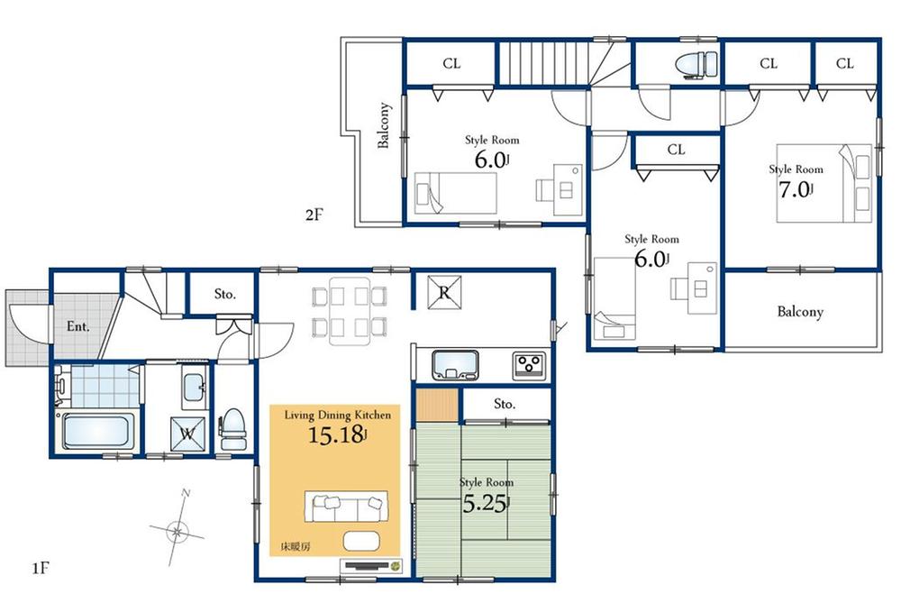 Floor plan. (3 Building), Price 36,200,000 yen, 4LDK, Land area 86.02 sq m , Building area 95.74 sq m
