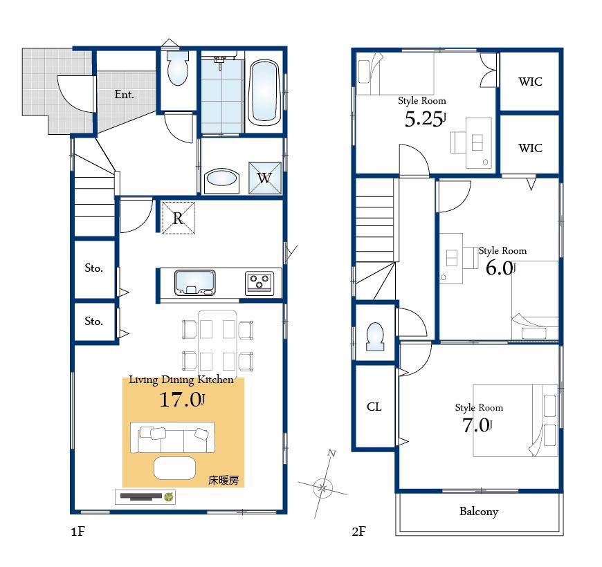 Floor plan. (Building 2), Price 30,800,000 yen, 3LDK, Land area 89.64 sq m , Building area 87.35 sq m