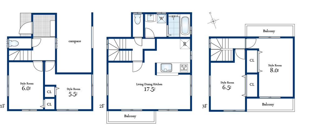 Floor plan. (1 Building), Price 38,800,000 yen, 4LDK, Land area 70.03 sq m , Building area 115.02 sq m