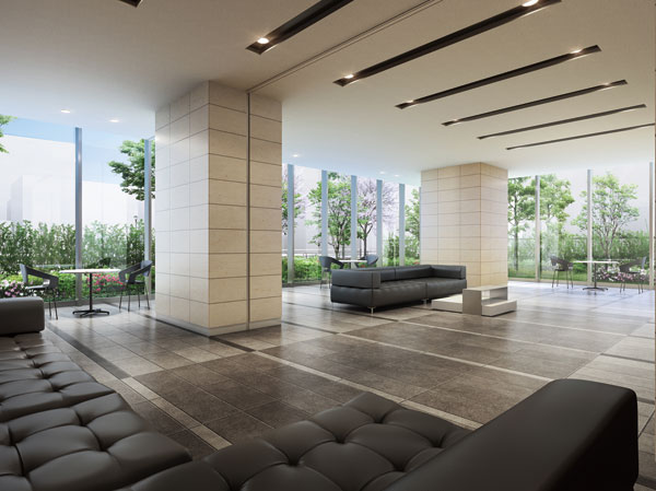 Shared facilities.  [Owner's lounge that leads to the gorgeous everyday] Praise the dignity of the owner, Owner's lounge to uplift the human mind to visit. Open space measuring about 148 sq m is, Produce a sense of open by adopting a glass screen on the wall. Penetrate the soft light, It adorned the glamorous moments. Welcomed guest, You can enjoy the atmosphere of calm as talk place. (Owner's Lounge Rendering)