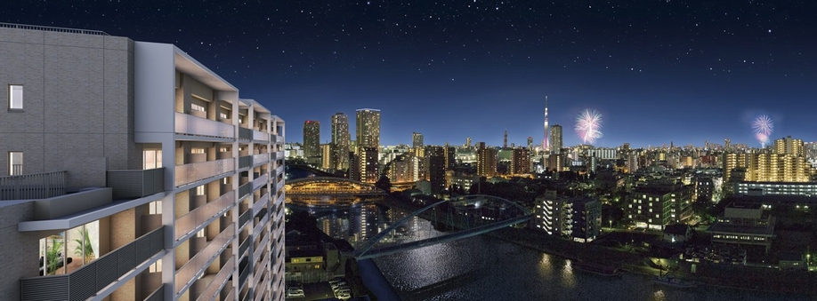 Exterior - Rendering ※ The local 15th floor corresponding views and the Rendering (June 2013 shooting) those CG synthesis, In fact a slightly different